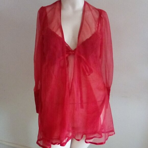 Vintage Frederick's Of Hollywood Babydoll /Matching Robe Size M And Long  Gloves - Picture 11 of 13
